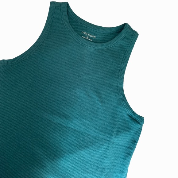 Maurice’s Highline Solid Rib Tank Top Moroccan Teal Curvy Plus Size 2X - Picture 2 of 4